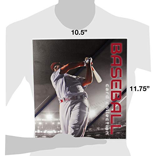 UniKeep Baseball Themed Trading Card Collection Binder with Trading Card Pages. The Binder/Case Is Fully Enclosed to Keep Cards Secure (Batter, Metal Rings)
