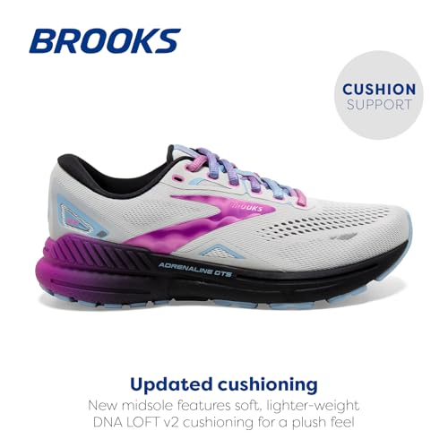 Brooks Women’s Adrenaline GTS 23 Supportive Running Shoe - Black/Light Blue/Purple - 6.5 Medium