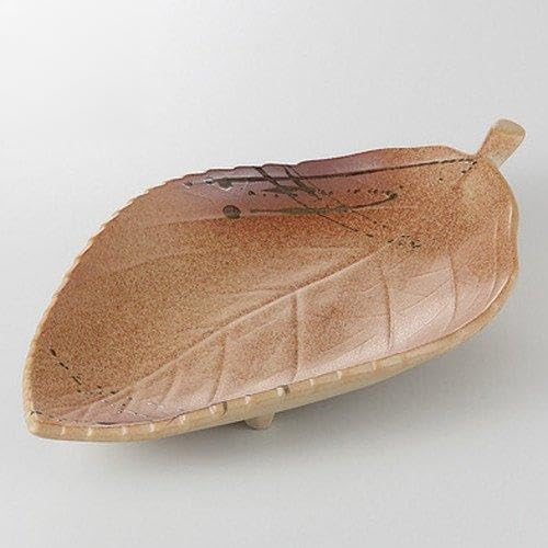 Set of 10 Ash Sprinkling Leaf Shaped Appetizer Plates, 9.9 x 5.9 x 2.0 inches (25.2 x 15 x 5 cm), 14.1 oz (400 g), Appetizer Plate, Japanese Tableware, Restaurants, Commercial Use,
