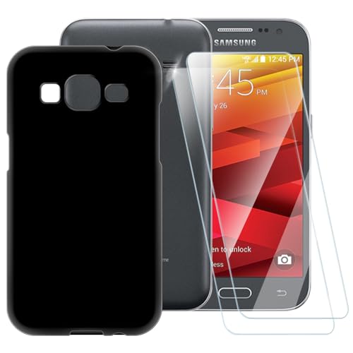 Coque TPU Imprimée + Lot de 2 Vitres Trempées Compatible avec Samsung Galaxy Core Prime, Coque Artistique Fine Antichoc, Résistante aux Rayures, Protection...