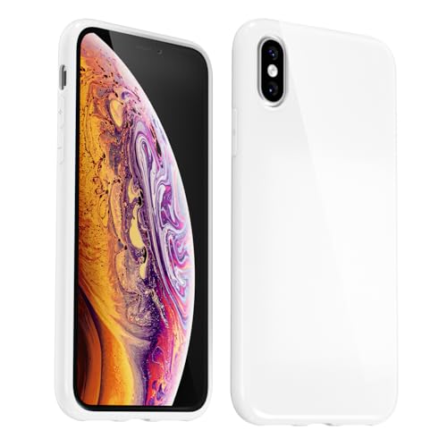 Svanove for iPhone X/XS Case Silicone, Glossy Soft Rubber Gel Jelly Cute Protective Plastic Simple Plain Phone Case Cover for Women Girl, Slim Thin Flexible Shockproof TPU, White