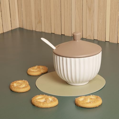 Bomboniera matrimonio zuccheriera plissè in porcellana bianca e tortora Bomboniere Claraluna 2024