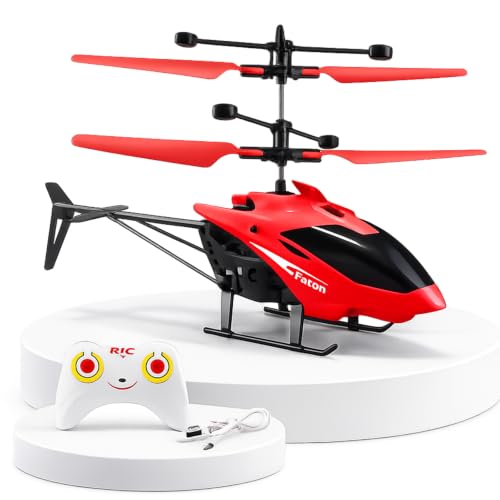 Image of Toy Plastic Helicopter Remote Control Helifor 6 + Years Boys Indoor and Outdoor Helicopter, Palm Sensing Helicopteer with led Lights (Pack of 1) (RED)