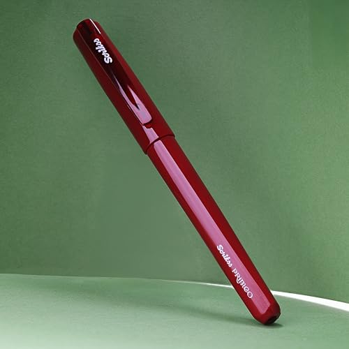 Image of Scrikss Primeo Burgundy Medium Nib Fountain Pen | 3 Cartridges Included | Stainless Steel Nib & ABS Body | in Blister Pack