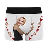Your Photo on Personalized Underwear with Picture for Men Love Heart Gifts for Husband Boyfriend White M
