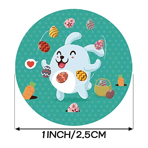 Hautn 500Pcs Easter Stickers For Kids & Teens Cute Easter Bunny Label Stickers 1 Inch Self Adhesive Decoration Stickers For Home/ Easter Party/ Book/ Gift Bag Decorations & Crafts 1 Roll 8Designs #TOP1