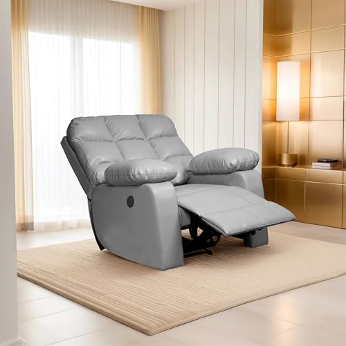 Image of Lumina 1 Seater Motorised Recliner | Single Sofa Chair for Living Room Comfort | Ergonomic Design (Leatherette - Grey)