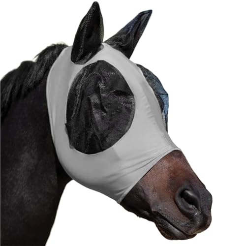 1pc Guard Horse Fly Mesh Face with Ears Comfort Elasticity Soft Sun Protection Lightweight for Horse(Grey)