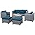 Lviden 6 Pieces Wicker Patio Furniture Sets Outdoor Conversation Set HDPE Rattan Sectional Sofa Couch with Storage Table and Peacock Blue Cushions