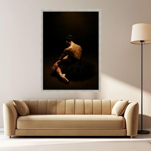 Toile portrait de ballerine, décoration murale danseuse de ballet, peinture tutu noir 50x70cm - 4