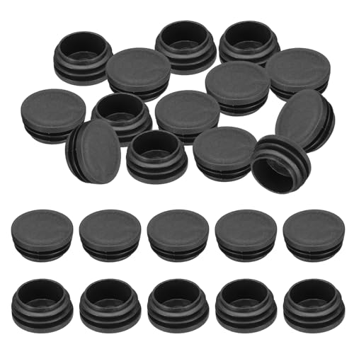 Image of PATIKIL 1-1 /2 inch Plastic Tubing End Caps, 40Pcs Round Hole Plug Insert for Round Iron Pipe Chair Leg Table Bookshelves Patio Furniture, Black