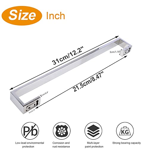 TocTen Bath Towel Rack - Square Base Thicken SUS304 Stainless Steel Towel Bar for Bathroom, Bathroom Bar Accessories Towel Rod Heavy Duty Wall Mounted Towel Holder (Polish Chrome, 12 Inch) by TocTen - Used condition - Image 8