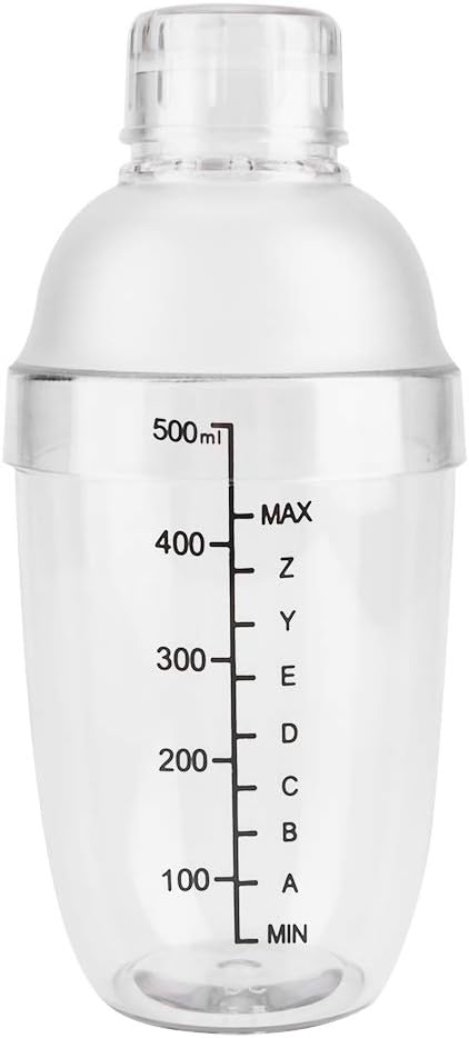 Horoper Cocktail Shaker Anti leakage Transparent PC Resins Cocktail Shaker Mixer with Scale Bar Tool Transparent (500ML)