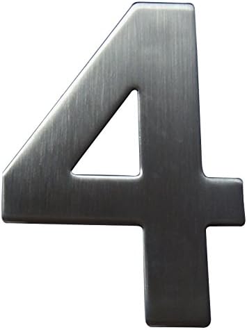 Satin Stainless Steel House Number 4 Including Screws and Dowels, Height 160 mm 35150240 K1