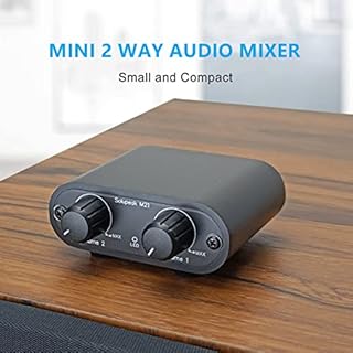 SOLUPEAK 2 Channel 3.5mm Stereo Mini headphone Audio Mixer Audio Mixing Console Powered Mixer M21