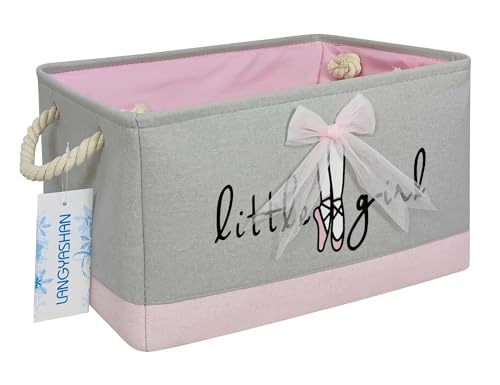 LANGYASHAN Rectangular Storage Bin Collapse Canvas Fabric Cartoon Storage Basket with Handles for Organizing Home Kitchen Boys and Girls Toys Office Closet Shelf Baskets (Rec lace)