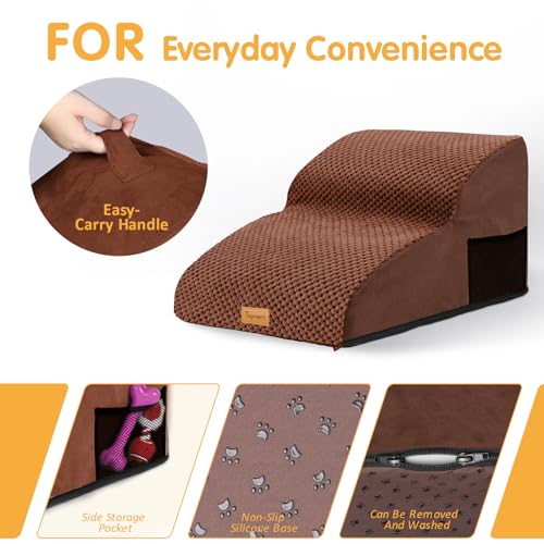 Image of Topmart High Density Extended Foam Dog Ramp&Steps 2 Tiers,11.8 inch High | Non-Slip Dog Stairs,Soft Foam Pet Ladder with Removable Cover,Best for Injured,Older Cats,Pets with Joint Pain