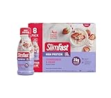 Slimfast Advanced Nutrition Strawberries & Cream Shakes - Ready to Drink Meal Replacement - 20g Protein - 11 fl. oz. Bottle - 8 Count