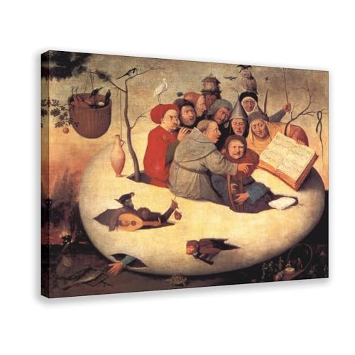 Impression sur toile du Concert dans l'œuf par Bosch, cadre suspendu 30x45 cm