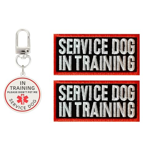 Service Dog in Training Patch 2 Pcs, in Training Tag Removable to Collar, Harness (Medium-1.57x3.54 inch)