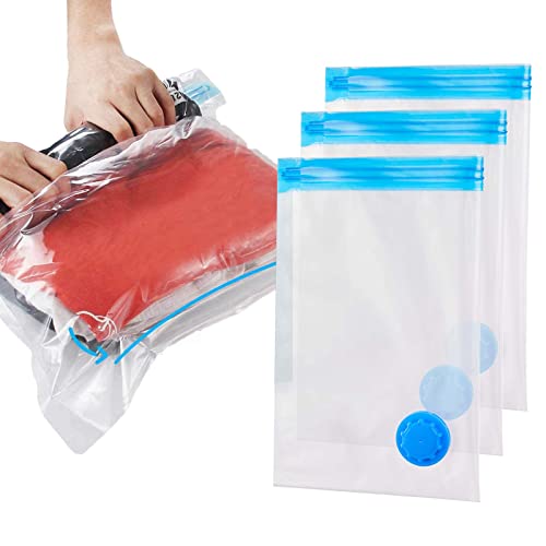 Sacs Rangement Sous Vide Aspirateur,Sacs sous vide pour vêtements,3PCS Sac de Voyage sous Vide,Vacuum Compression Bags,Housse de Rangement sous Vide Réutilisable pour Vêtements, Couettes/Literie
