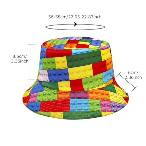 Image of Bucket Hat for Women Men,Travel Sun Beach Cap,Unisex Fishing Outdoor Boonie (Toy Bricks)