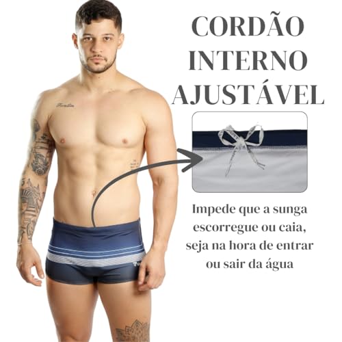 Sunga Boxer Estampada Lycra Adulto Larga Praia, Piscina, Tecido Elástico, Forro Macio (BR, Alfa, G,