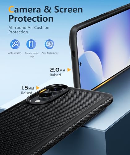 Image of FNTCASE for Samsung Galaxy S25-Edge Case: Lightweight Cell Phone Cover Military Grade Drop Protection with Non Slip Textured Back | Rugged Shockproof Protective Bumper Cases(Black)