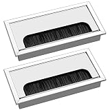 2 Stück Kabeldurchführung Kabeldurchlass 160 x 80 mm, Metall Aluminium Kabel Loch Eckig Schreibtisch Kabeldurchführung für Verwaltung Office Computer Desk Drähte