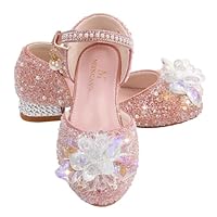 M MUNCASO Mary Jane Princess Shoes With Shiny Bow - Glitter Girls Party Footwear for Banquets, Birthday Parties, Cosplay Dance and Fancy Dress Up