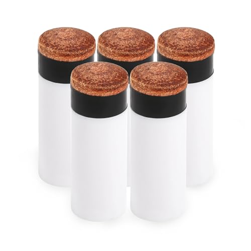5PCS プールキュースティックフェルール ネジ式ビリヤードキューヘッド交換用チップ クイックスリップオン 簡単交換 ポリスチレン製 Splitting