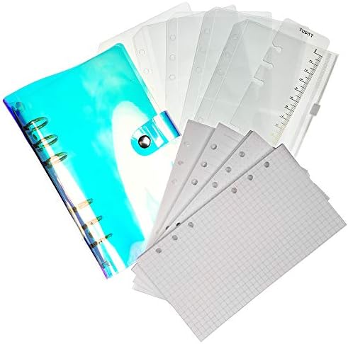 Index Tabs for A5/A6 6-Holes Cover Round Ring View Binder File Folder Loose Leaf Sheet Protectors Binder Cover Protector (Horizontal White Paper, A6/17cm*10cm/6 Inch)