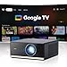 Wanbo X5 Pro 【Google TV / 1100 ANSI】 Proyector 4K con Bluetooth WiFi, Enfoque Automático, Silencioso 26 dB, 1080P Nativo, Proyector Inteligente con Netflix y 10,000+ Apps, HDR10 (2025)
