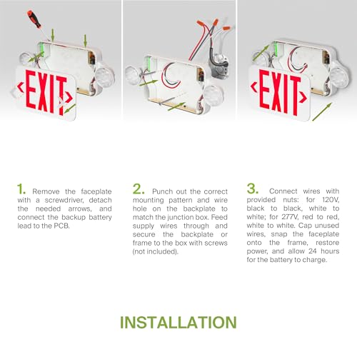 ASD LED Emergency Exit Sign with Battery Backup - 120-277V UL Double Face Rotatable Lighted Exit Signs with Emergency Lights for Business, Commercial Battery Operated LED Sign Power Outage 6 Pack by ASD - Image 9