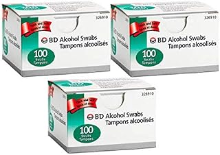 3-Packs BD Alcohol Swabs, Ship from CANADA, 100 swabs/box (Total=300 swabs)