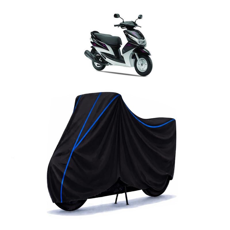 Image of Scooty Cover Water Resistant for RAY Z STD | Universal Scooter & Bike Cover | Heavy Duty UV Dust, Rain & Scratch Protection | Elastic Fit All Weather Indoor Outdoor | Black with Blue Piping