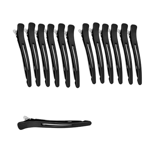 NIYATA - Pinza de pelo de cocodrilo, caño de pato, pinzas de pelo antideslizantes, pinza para el cabello, para pinzas profesionales para el peinado femenino, negro