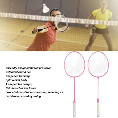 Badminton Rackets Set of 2, 2 Player Badminton Racquets Set with 2 Rackets, 3 Nylon Shuttlecocks, Storage Bag, for Beginners Outdoor Backyard Games, Lightweight, Pink - Thumbnail 2