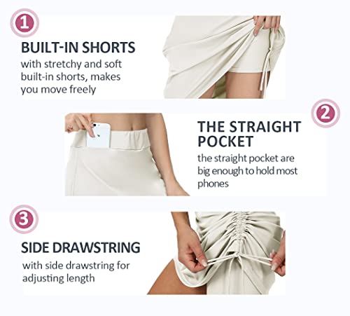Cakulo Modest Knee Length Swim Summer Casual 20" Skorts Skirts For Women Plus Size High Waist Fashion Athletic Long Tennis Golf Hiking Skirt With Pocket White 3Xl #TOP3