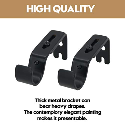 Addgrace Adjustable Curtain Rod Bracket, Fits Up To 1 Inch Curtain Rod, Set Of 6, Sturdy Extendable Curtain Rod Holder, Metal Single Rod Bracket For Wall (Black) #TOP4