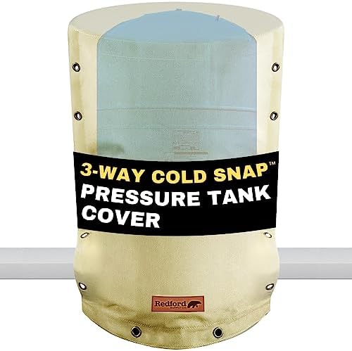 Redford Supply Co. Cold Snap (5°F) 3-Way Opening Round Custom Water Storage Tank Cover - Weatherproof Water Tank Cover, Outdoor Water Well Tank Covers Insulated (28"Diameter x 34"H, Beige)