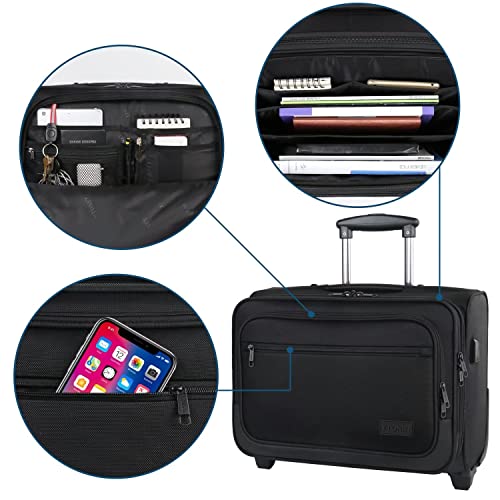 Ytonet Rolling Laptop Bag, 17 Inch Rolling Briefcase For Men Women, Water Resistant Roller Bag With Wheels And Usb Charging Port, Rolling Laptop Case Gift For Men Women Work Business Travel, Black #TOP2