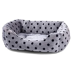 Petface – Cama Cuadrada para Cachorros/Perro con Puntos Negros y Grises