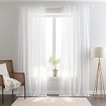 NAKIHOUSE Voile Curtain, 108 Drop Net Curtains Light Filtering Window Treatment Sheer & Drapes Slot Top White Sheer Curtains for Bedroom/Nursery Room 52" x 108", 2 Panels