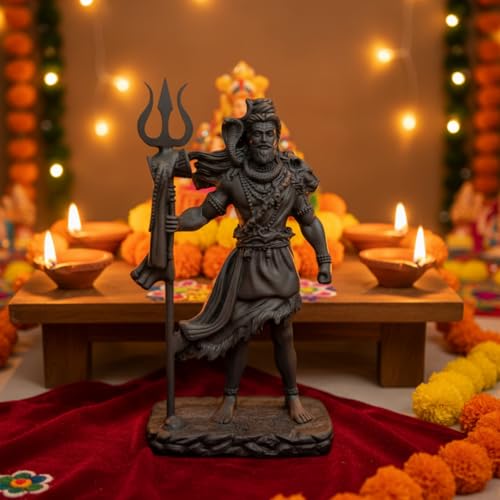 Image of Shiva Statue Car Dashboard Idol, Shiv Ji for Birthday,Annivesary, Home & Office Pooja Room,Living Room Show piece new House Warming Gift (Black,Size -12 * 7 * 4 cm)