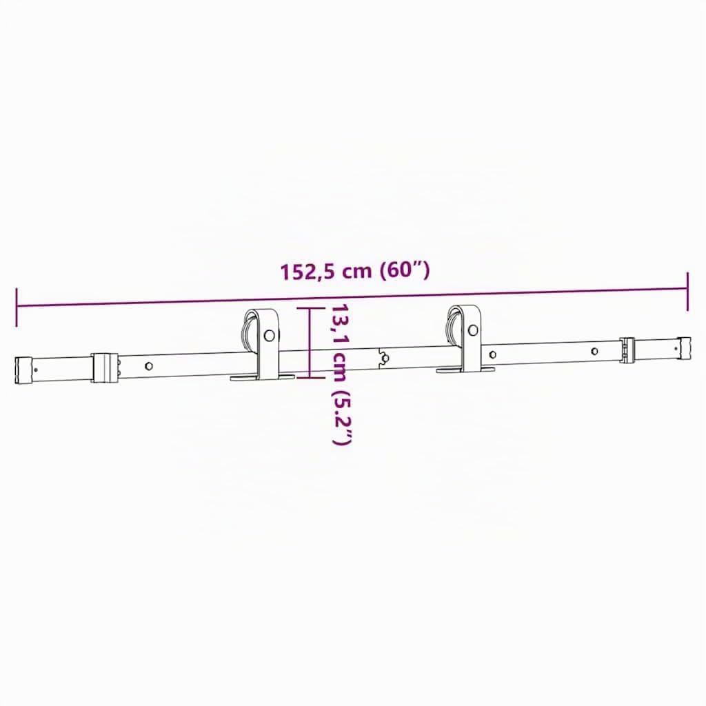 vidaXL Kit de herrajes para puertas correderas acero negro 152,5 cm