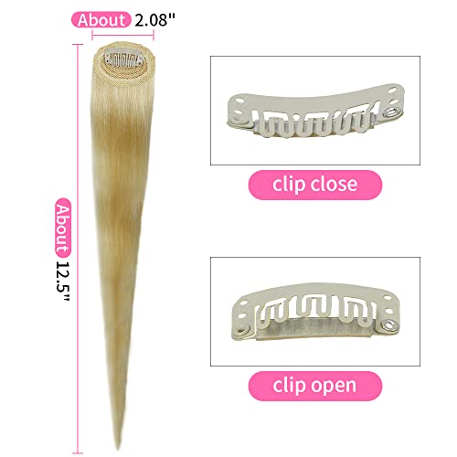 2PCS Wave Side Bang Real Human Hair Clip in Bangs Curly Fringe Hair Extensions(Blond), Side Bangs 2PC - Image 2