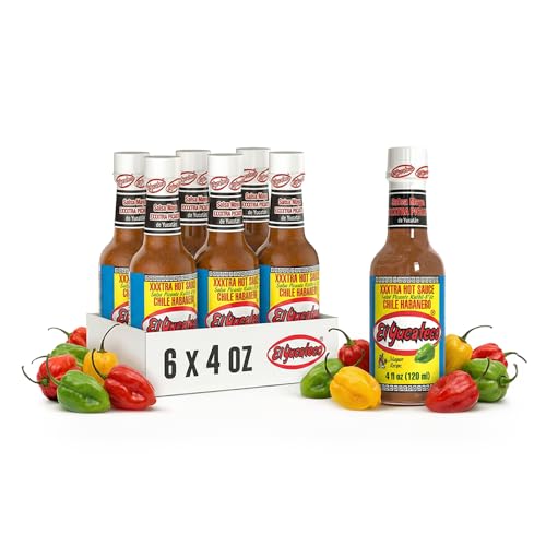 El Yucateco XXXtra Hot Habanero Hot Sauce, 4 oz (Pack of 6) – 11,250 Avg Scoville Units, Gluten-Free & Sugar-Free, Authentic Mexican Habanero Sauce for Tacos, BBQ & Spicy Food Lovers