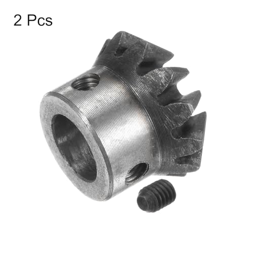 Image of HARFINGTON 2pcs Bevel Gear 1M 12 Teeth 12mm Shaft Hole 1:1 Tapered Bevel Pinion Gear 45# Steel 2 Module 90 Degree Steering Gear, for Hardware Mechanical Rotation