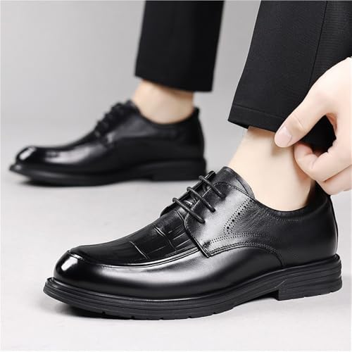 Men's Genuine Leather Oxford Dress Shoes Plaid British Style Breathable Business Formal Wedding Groom Spring Arrival3